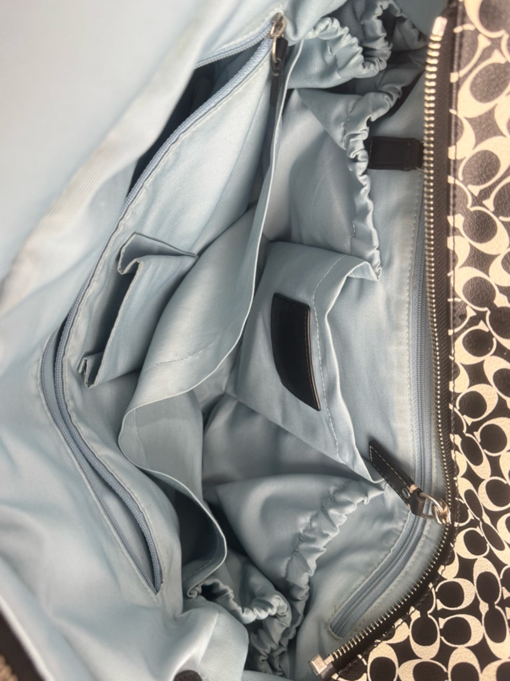 Coach Chelsea Heritage Stripe Tote Work Diaper Shoulde Bag Leather Canvas Large - Picture 4 of 9